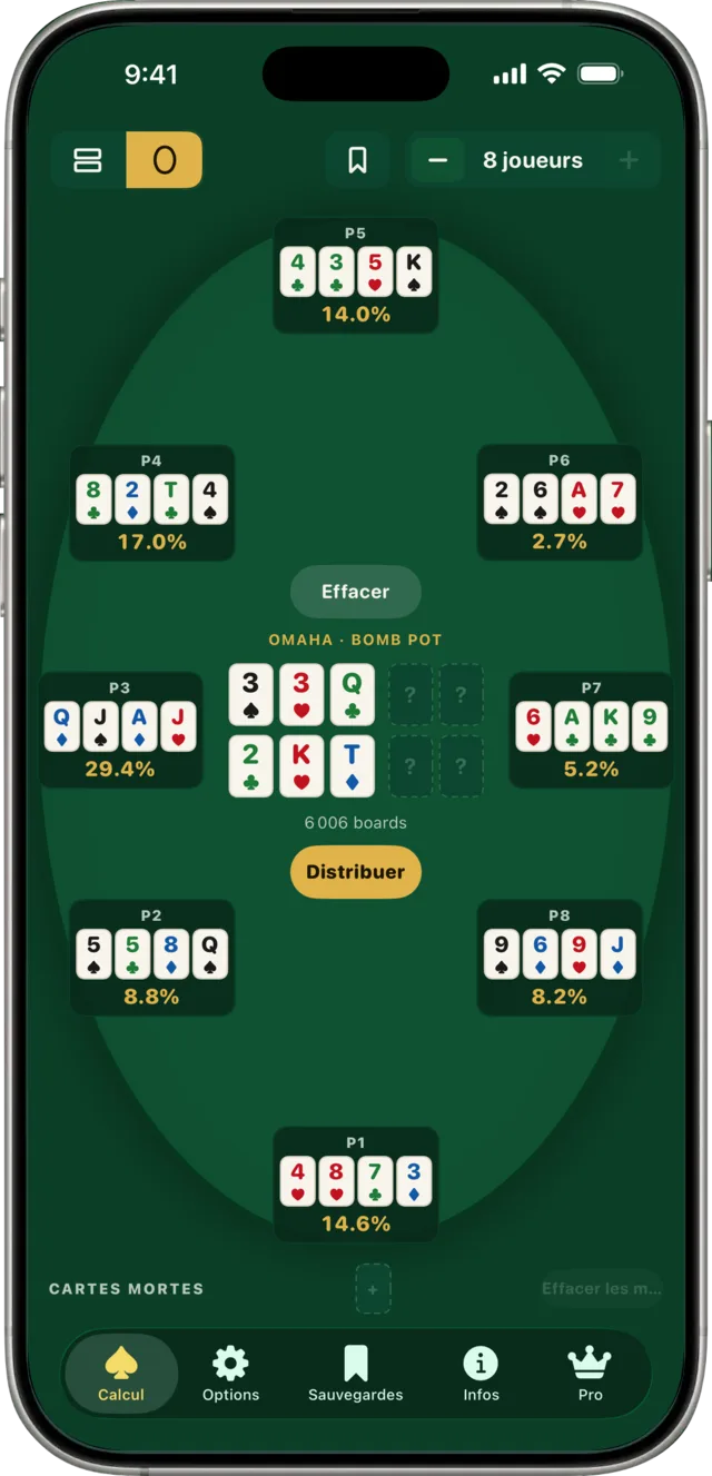 Un bomb pot en double flop sur deux boards.