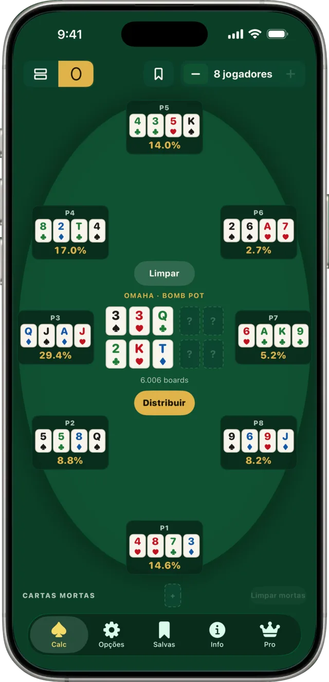 Um bomb pot de double flop em dois boards.